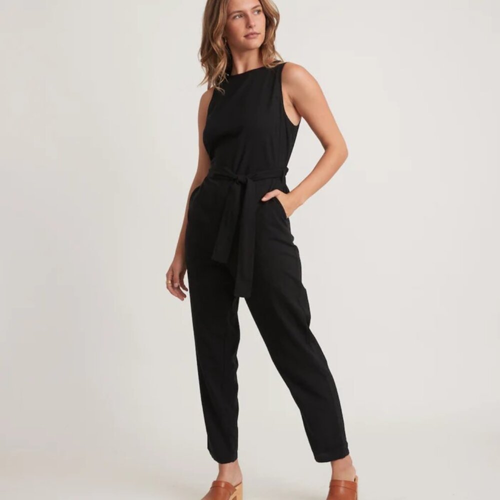 Marine Layer Eloise Black Belted Jumpsuit